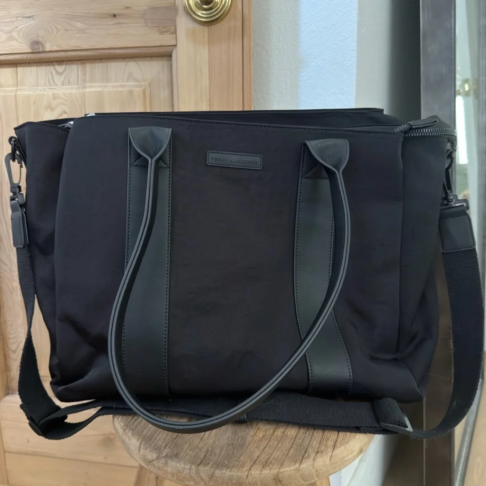 Poppy & Peonies Black Canvas Tote with Detachable Strap NWT - Picture 2 of 3